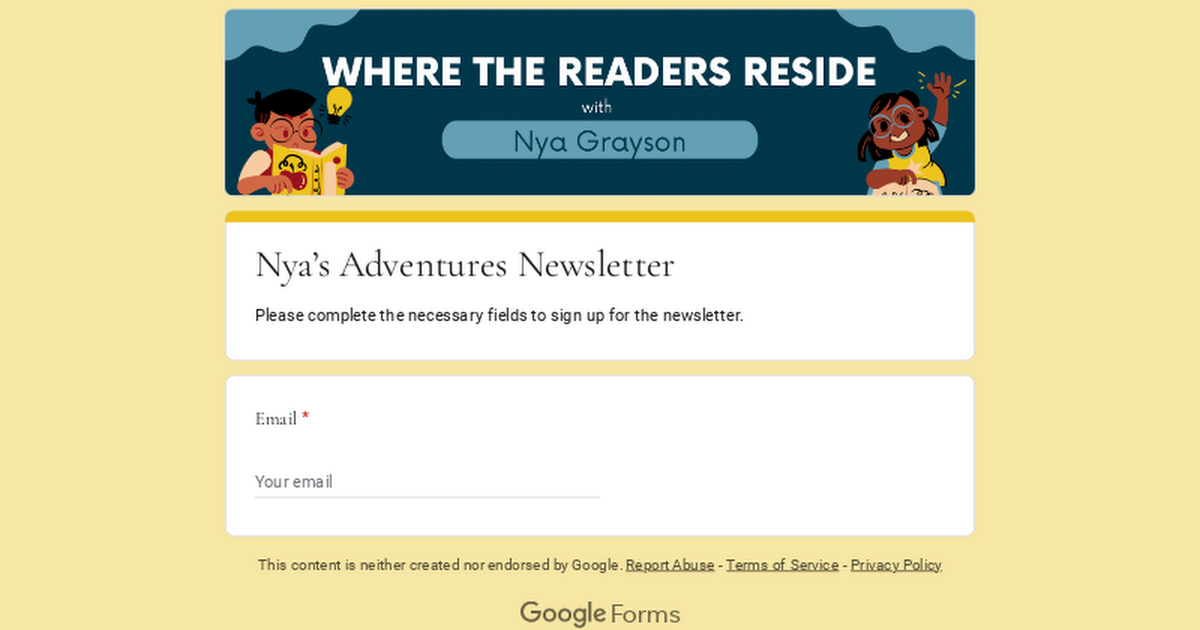 Nya’s Adventures  Newsletter